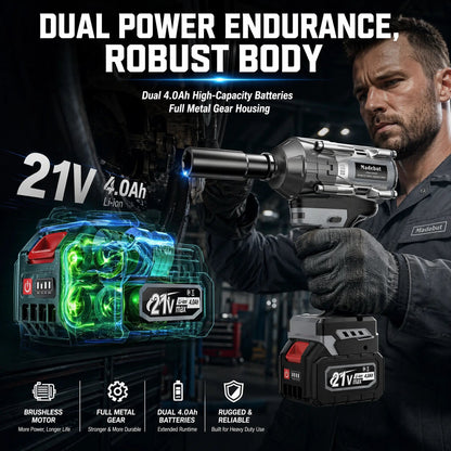 🔥2026 HOT SALE⏰️1000N.m Cordless Impact Wrench, All-Metal Cordless Impact Gun with 2*4.0Mah