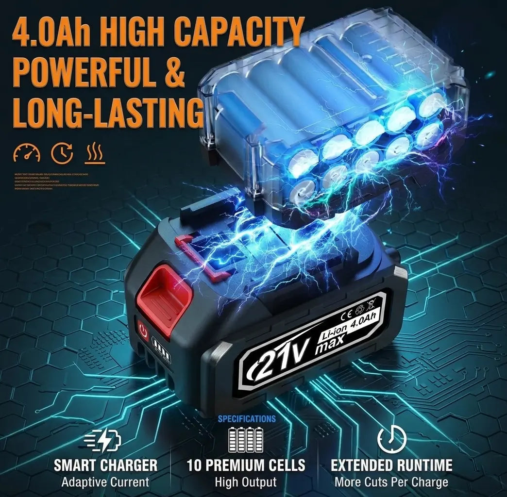 🔥2026 HOT SALE⏰️1000N.m Cordless Impact Wrench, All-Metal Cordless Impact Gun with 2*4.0Mah